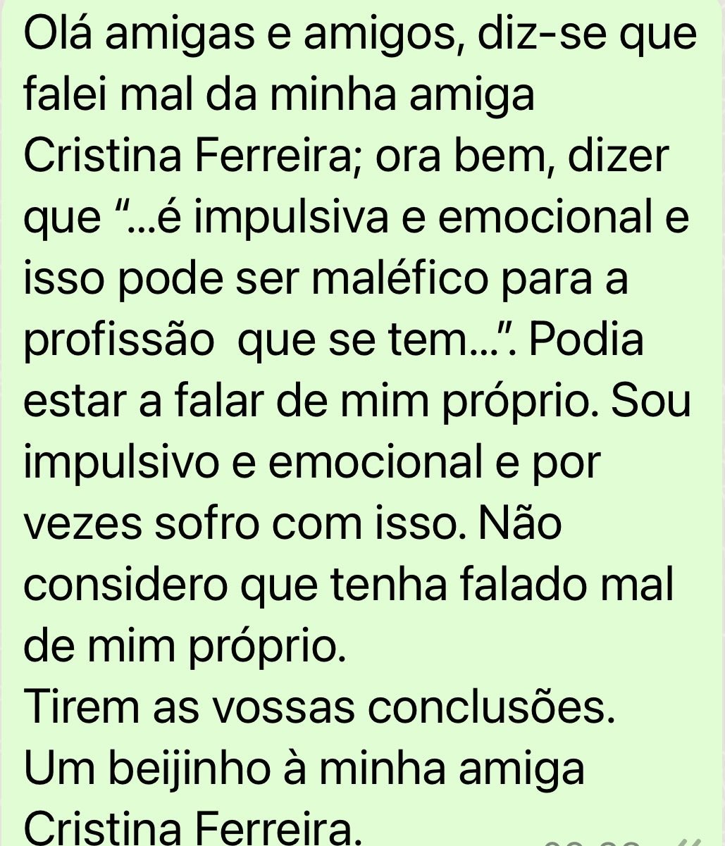 Holofote Toy justifica comentários sobre Cristina Ferreira