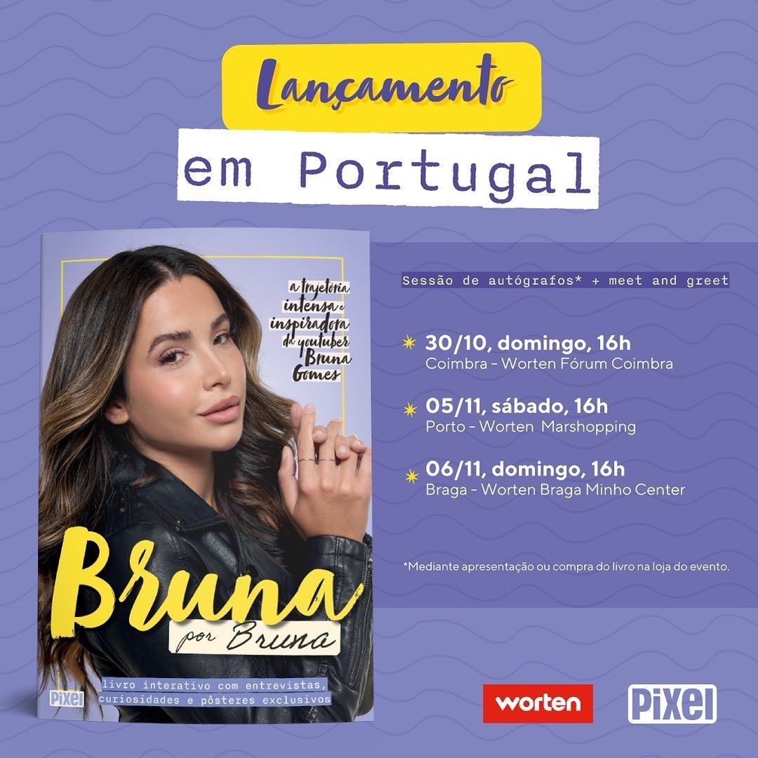 O cartaz das sessões de autógrafos de Bruna Gomes