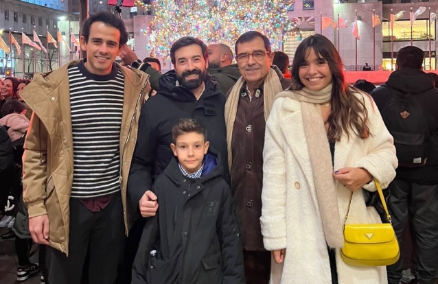 Moniz com os filhos em Nova Iorque