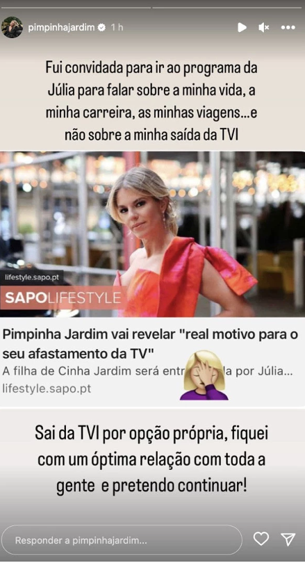 Pimpinha Jardim fala sobre saída da TVI: "Opção própria"