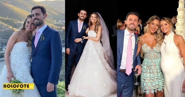 Bernardo Silva e Inês Degener Tomaz trocam alianças no Douro. Os dois vestidos de noiva, o bolo, e os convidados! Veja aqui todas as imagens