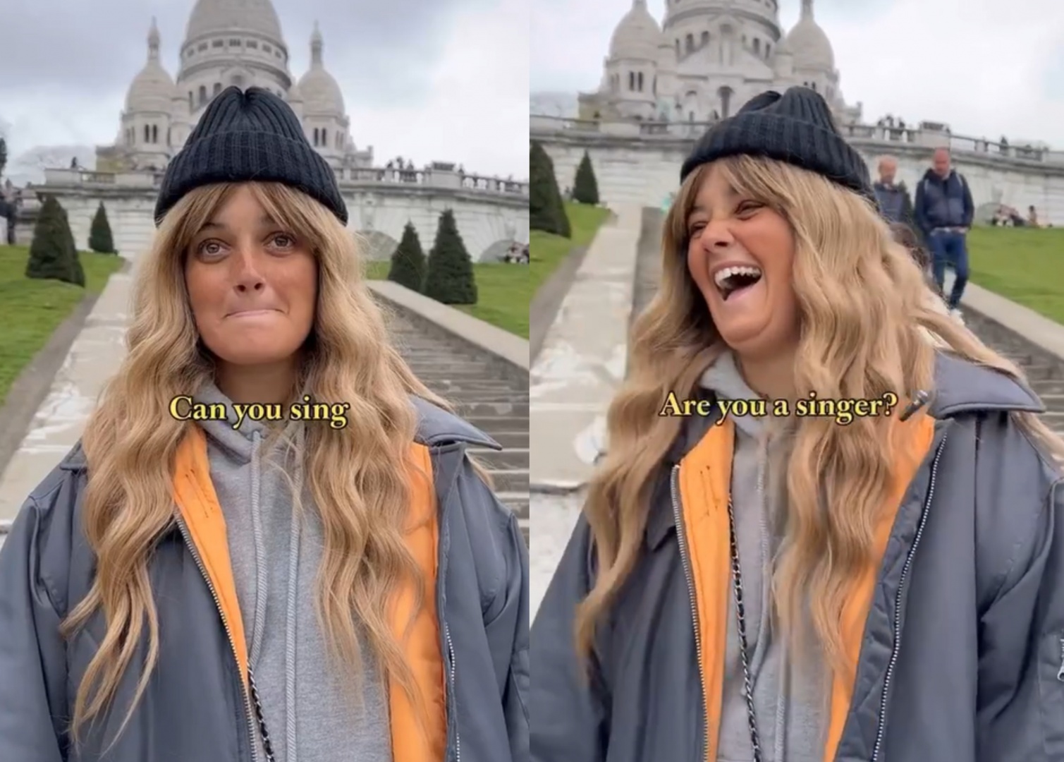 Pediram para Carolina Deslandes cantar algo nas ruas de Paris e a reação tornou-se viral
