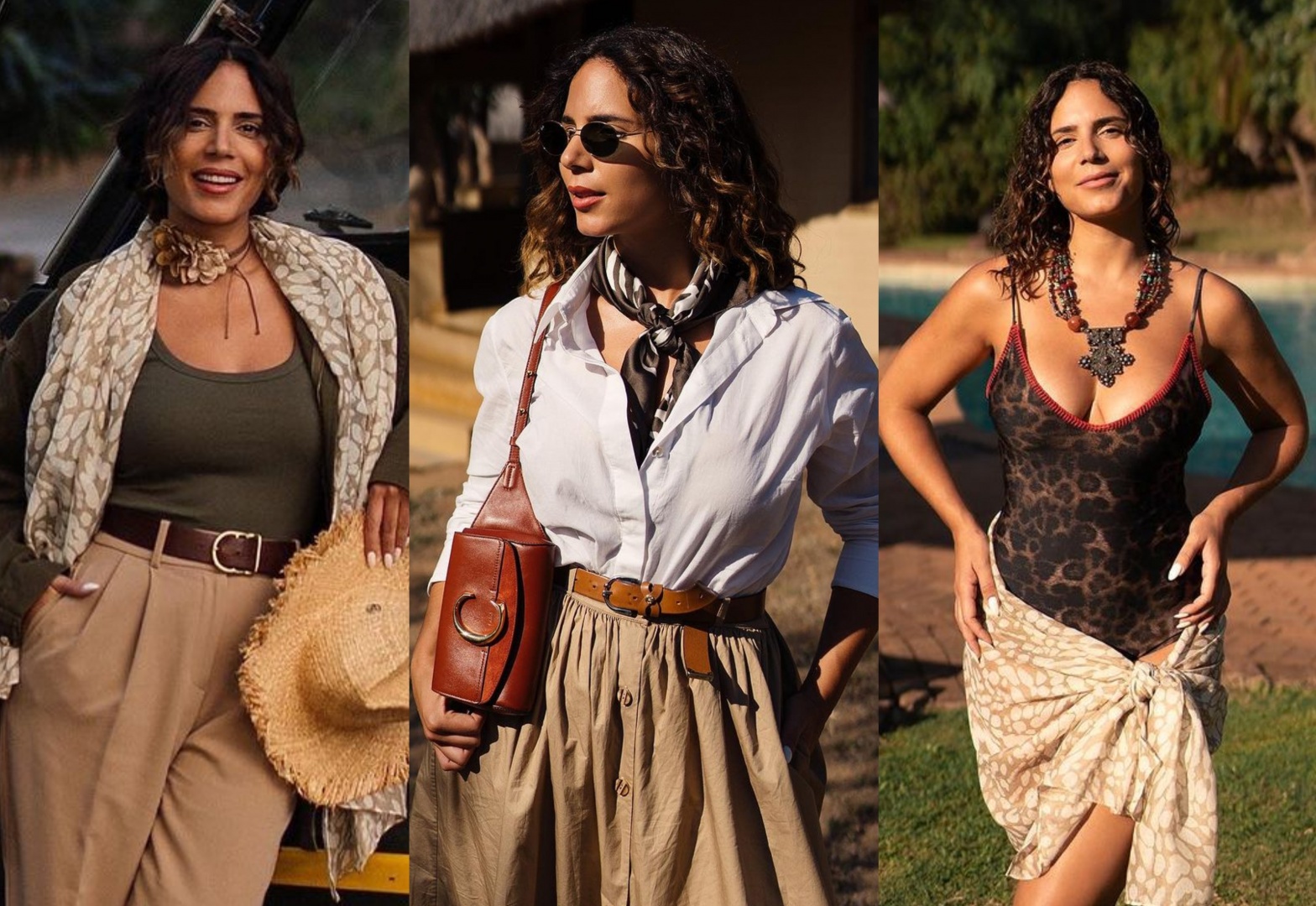 Ol&iacute;via Ortiz deslumbra com visuais de safari em &Aacute;frica