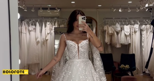 Bruna Gomes já prova vestidos de noiva - Veja o vídeo!