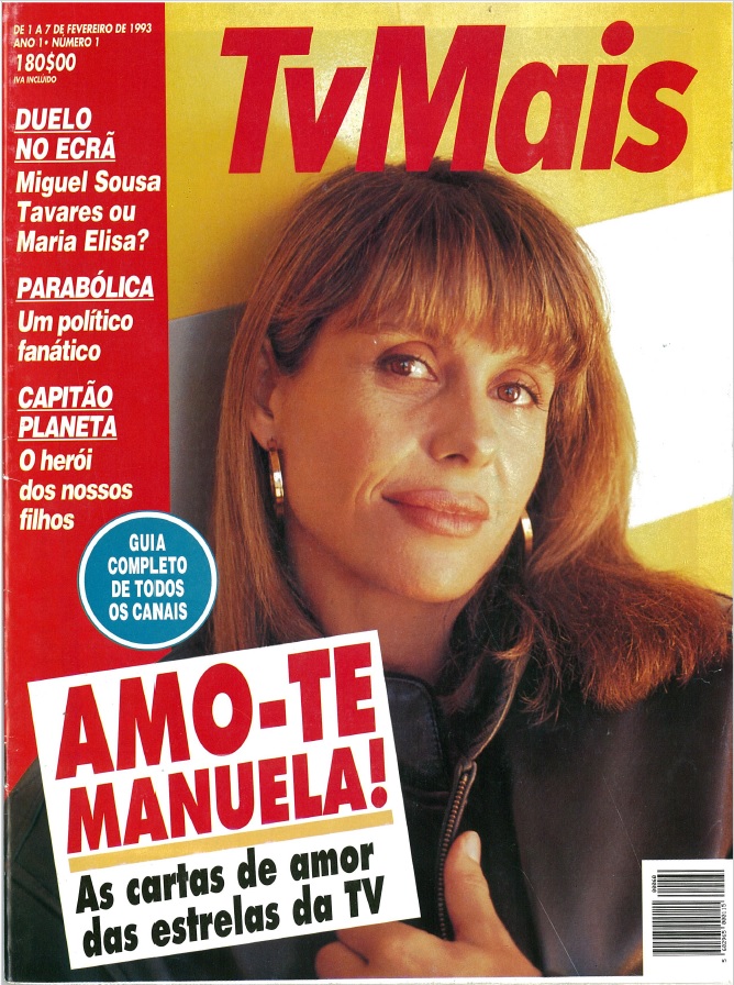 A capa número 1 da revista TvMais (em 1993) com Manuela Moura Guedes e as cartas de amor das estrelas da TV. Foto: DR