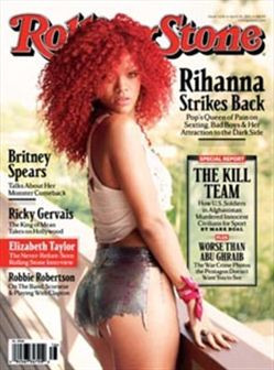 Rihanna em trajes muito reduzidos na capa da Rolling Stone