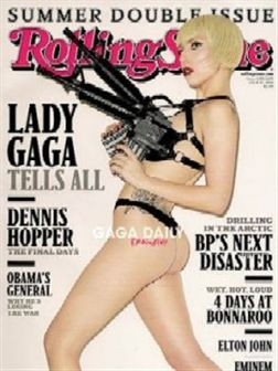 Lady Gaga, em fio dental e com arma na mão, na capa da Rolling Stone