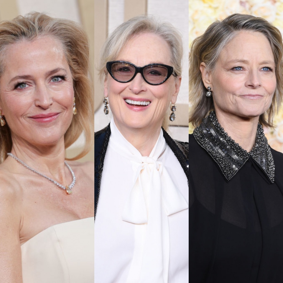 Celebridades de Hollywood assumem cabelos brancos na "red carpet" dos Golden Glob Awardss