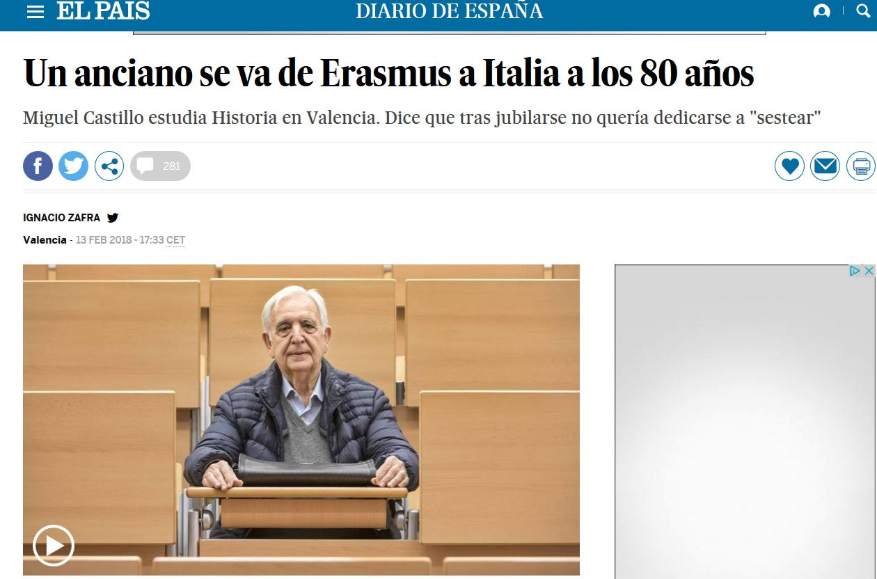 Miguel, 80 anos, estudante Erasmus