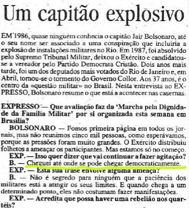 1992: a entrevista esquecida do “capitão” Jair Bolsonaro
