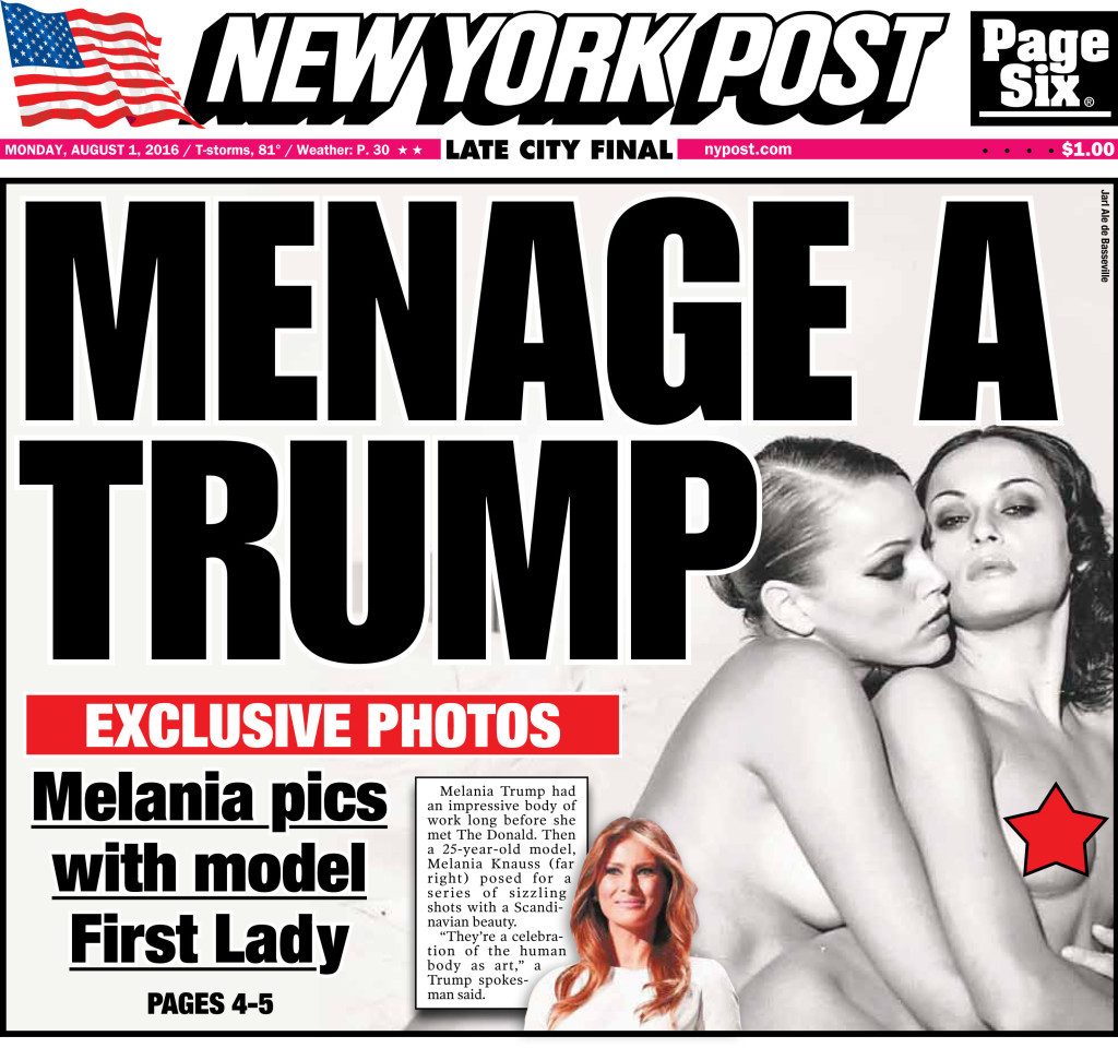 Visão Jornal mostra mulher de Donald Trump nua, numa sessão fotográfica com outra mulher