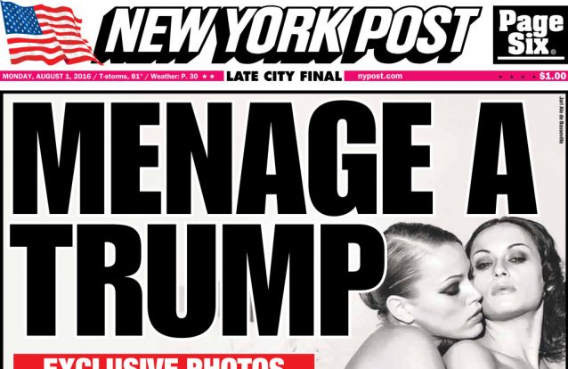 Jornal mostra mulher de Donald Trump nua, numa sessão fotográfica com outra mulher