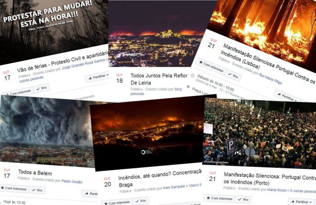 Manifestações contra o flagelo incêndios organizadas via Facebook com milhares de interessados