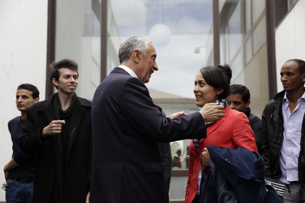 Presidente com os refugiados
