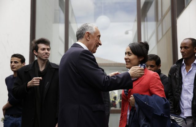 Presidente com os refugiados