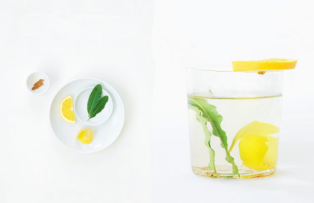 Tisana de folhas de louro, canela e laranja