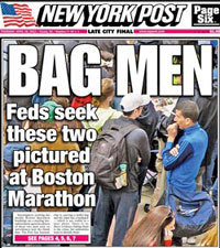 Jornal divulga imagens de alegados suspeitos do atentado de Boston