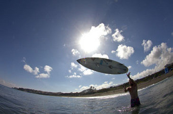 O surf esgotou a ilha