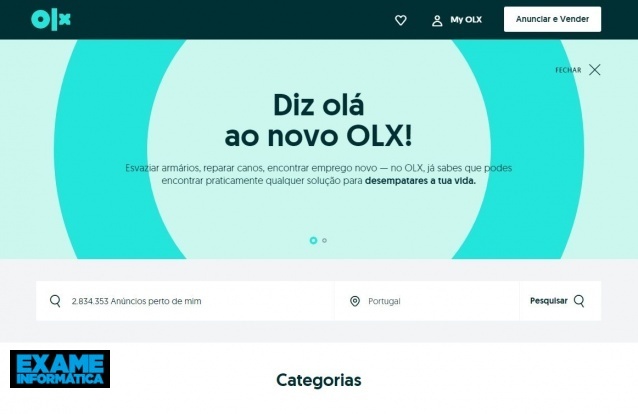 Exame Informática  OLX muda de imagem e renova interface do site e das  aplicações