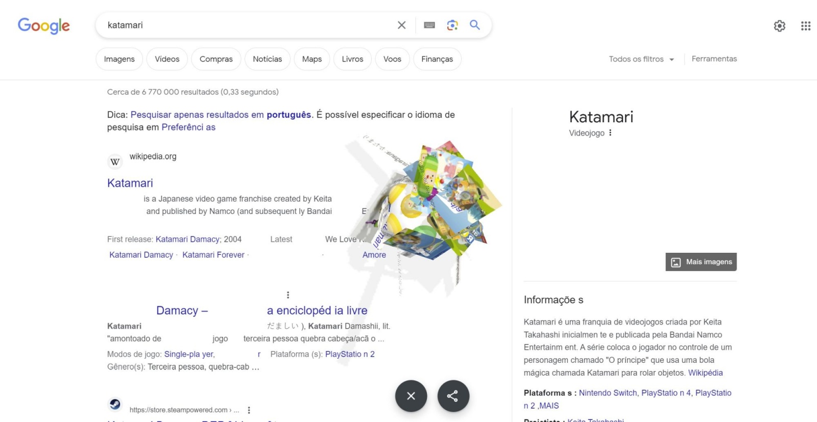 Veja como jogar Katamari direto na busca do Google