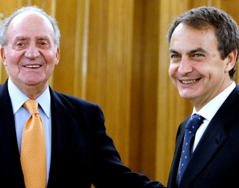 O rei Juan Carlos com o o primeiro-ministro José Luis Rodríguez Zapatero