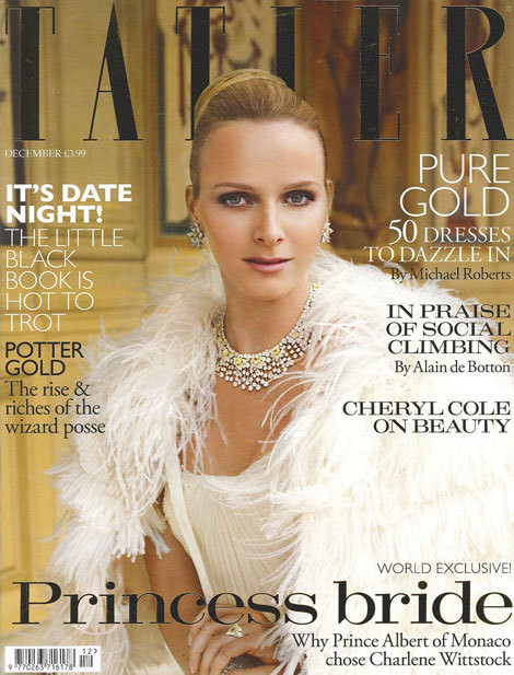 Charlene Wittstock na capa da revista Tatler