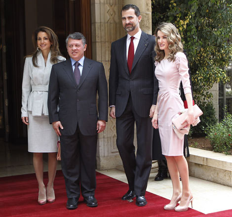 Rania e Abdullah I da Jordânia com Felipe e Letizia de Espanha