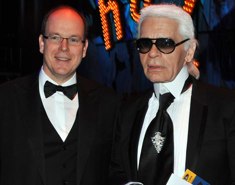 Alberto do Mónaco e Karl Lagerfeld