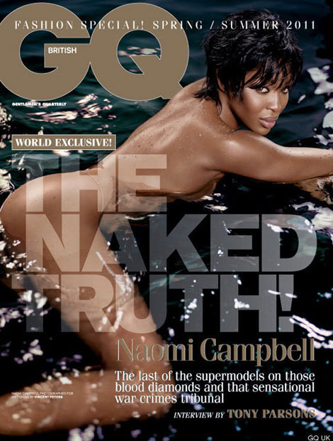 Naomi Campbell na capa da edição inglesa da ‘GQ’