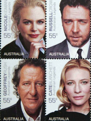 Actores australianos imortalizados em selos