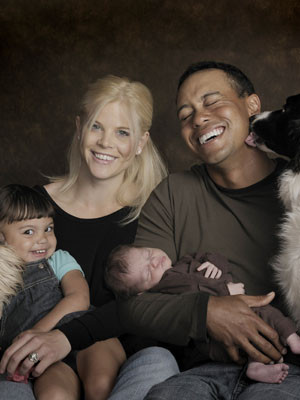 Tiger Woods apresenta o filho recém-nascido
