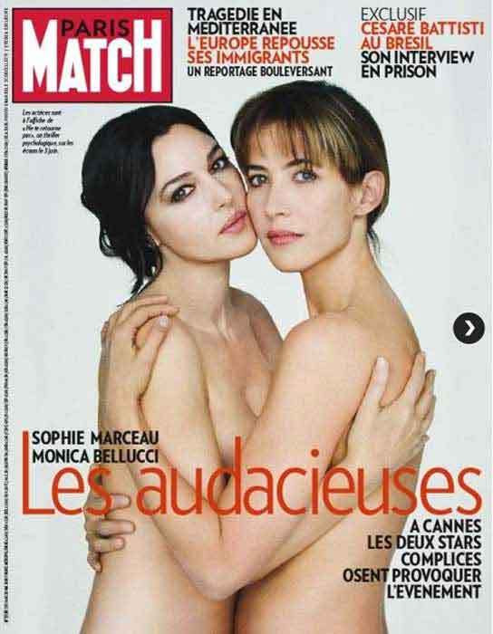 Monica Bellucci e Sophie Marceau na capa da revista francesa Paris Match