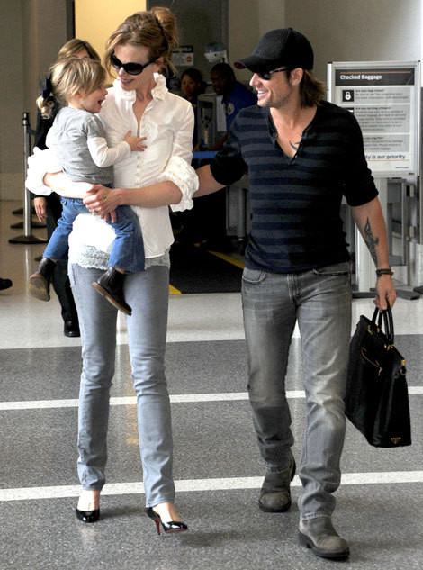 Nicole Kidman com o marido, Keith Urban, e a filha de ambos, Sunday Rose