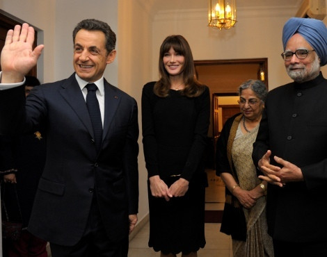 Carla Bruni e Nicolas Sarkozy em visita oficial à Índia