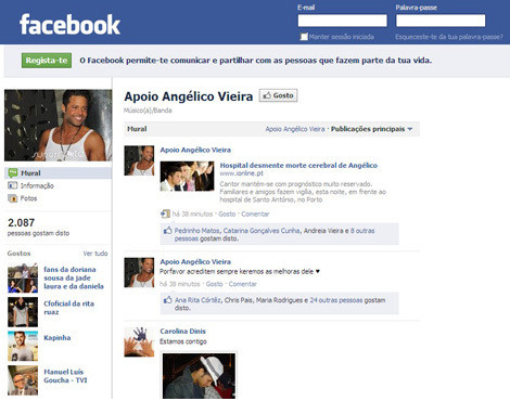 Página de apoio a Angélico Vieira no Facebook