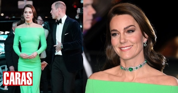 Kate com vestido alugado e a gargantilha de esmeraldas de Diana