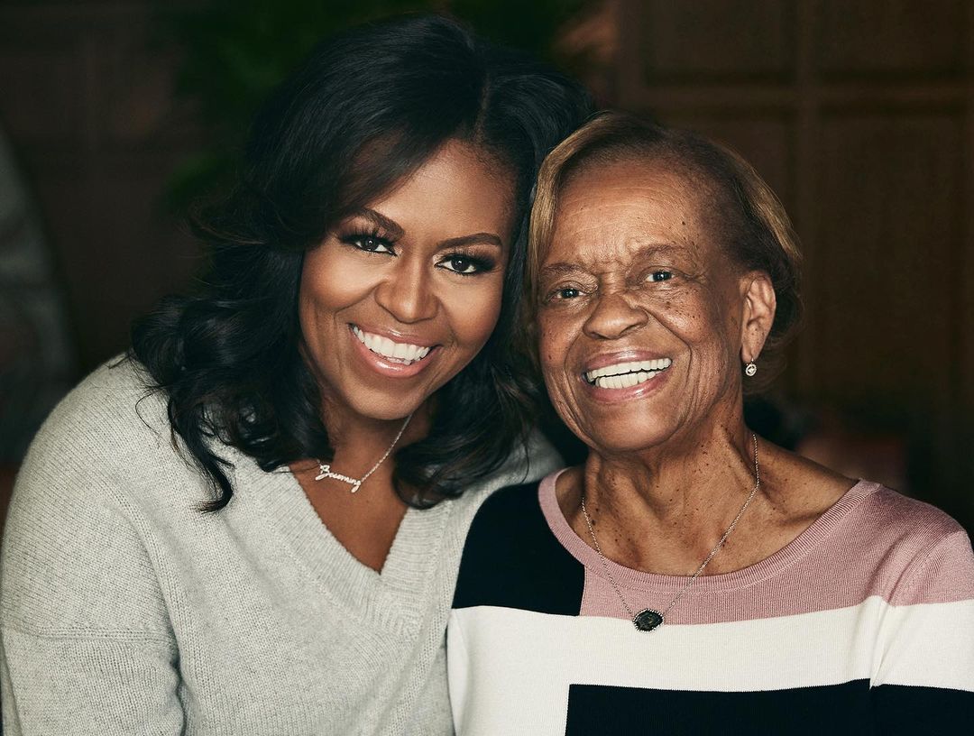 Michelle Obama com a mãe