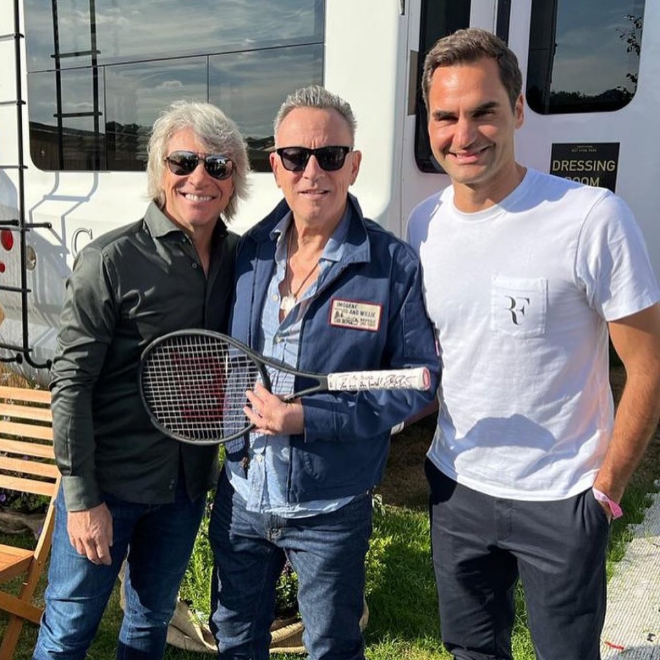 Jon Bon Jovi, Bruce Springsteen e Roger Federer juntos em Londres