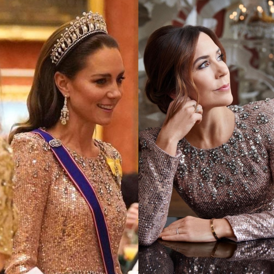 Princesas Kate e Mary apaixonadas pelo mesmo vestido