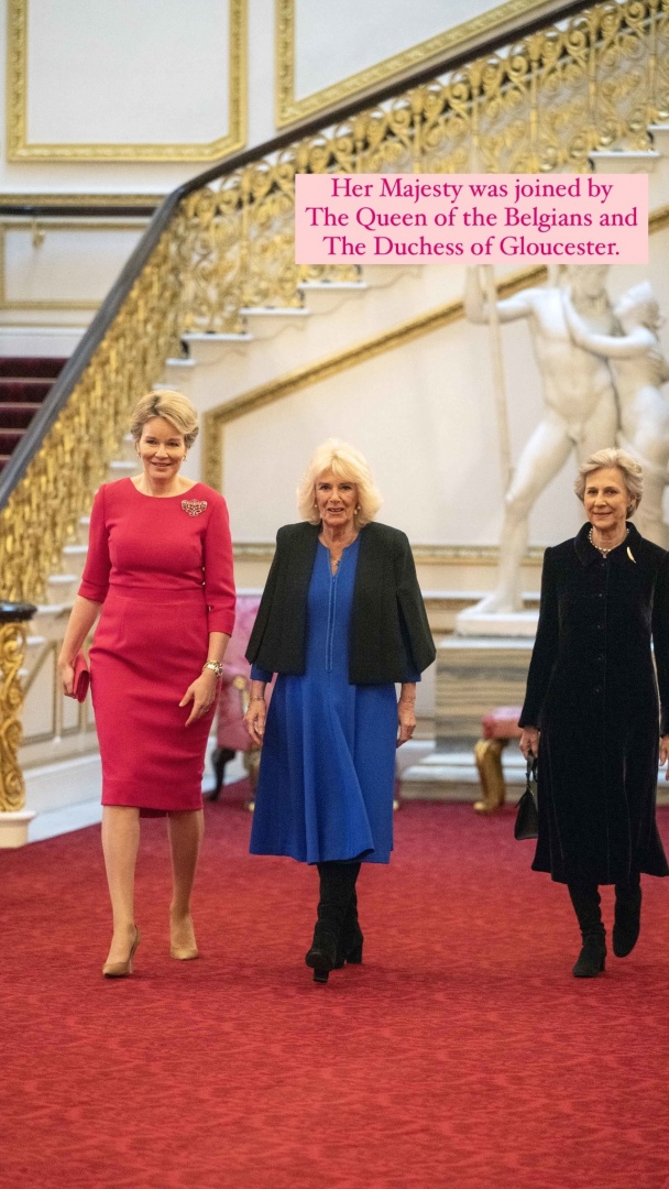 Ao lado de Mathilde da Bélgica, Camilla recebe  mulheres extraordinárias no Palácio de Buckingam