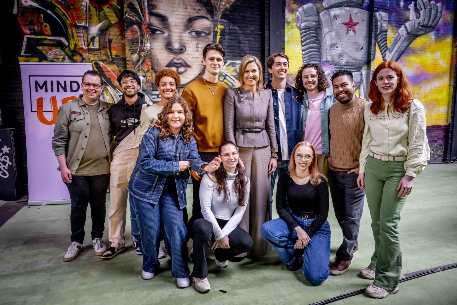 A rainha Máxima durante o evento sobre saúde mental dos jovens
