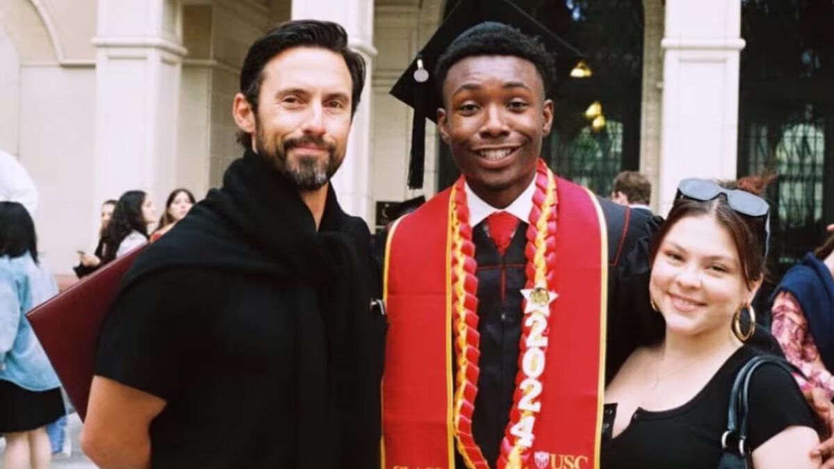 Milo Ventimiglia assiste à graduação do "filho"